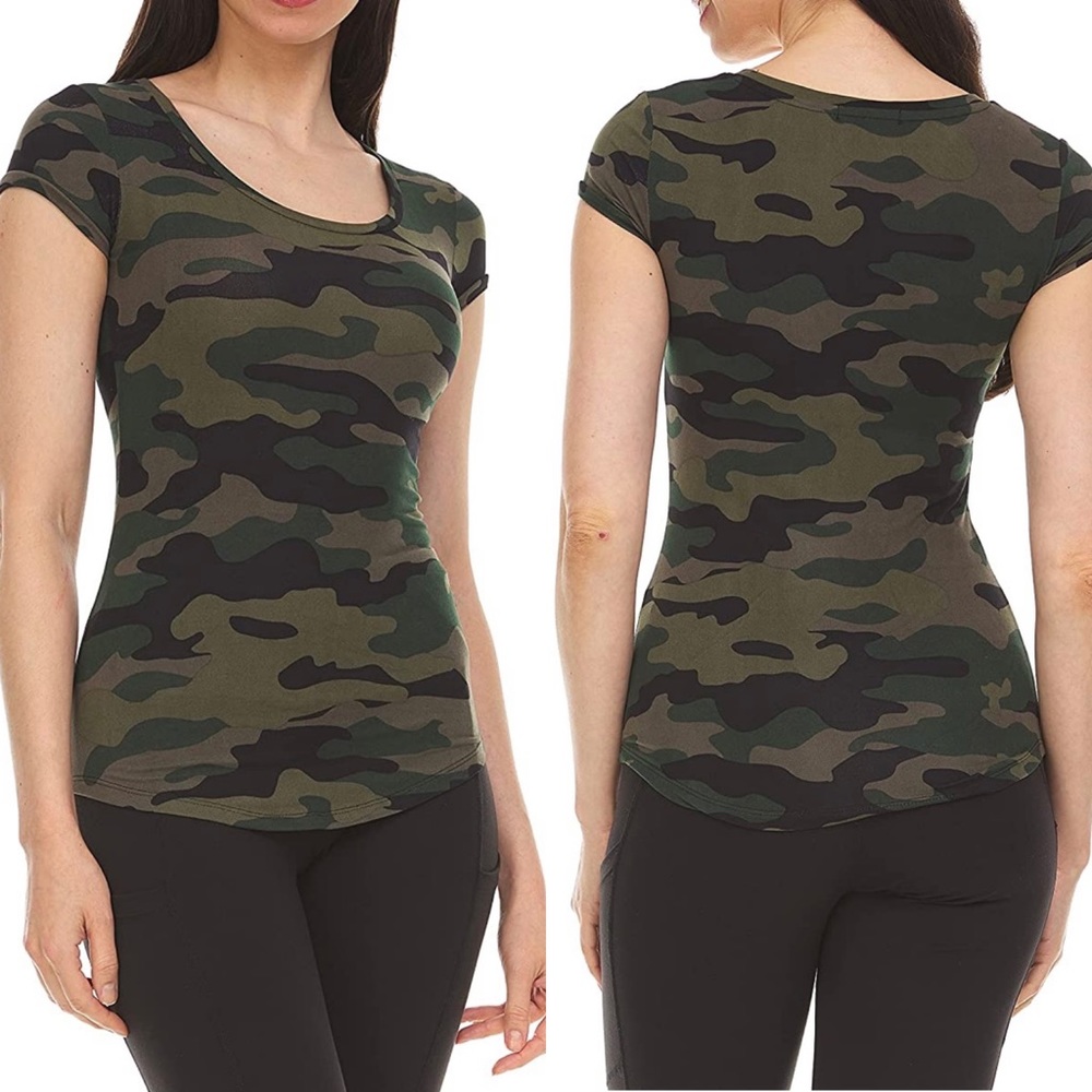 ✨NEW✨Camo T-Shirt for Women Plus Size Scoop Neck Cap Sleeve US 1X